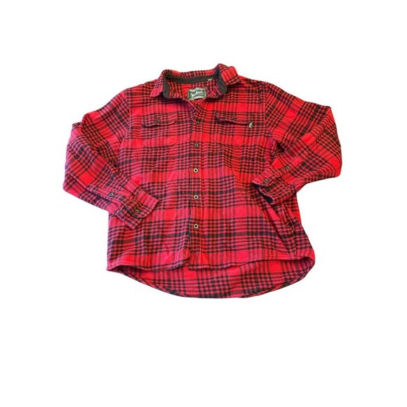 Vintage Woolrich Red & Black Plaid Flannel Button-Up Shirt XL - Picture 1 of 6
